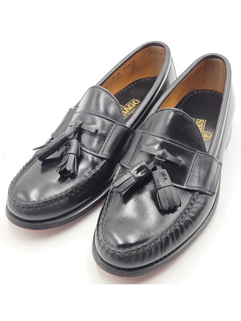 Vintage Sebago Handsewn USA Black Leather Tassel Loafers Men's Dress Shoes 9.5D